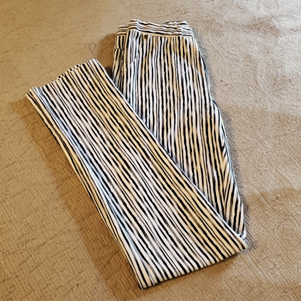 Lena Gabeiella Black & White Stretch Pull-On Pants Size 8